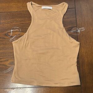 Sincerely Jules High Neck Tank Top in Camel. Size XS.